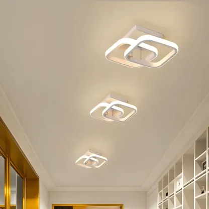 Black Geometric Metal LED Semi Flush Mount Ceiling Light Image - 12