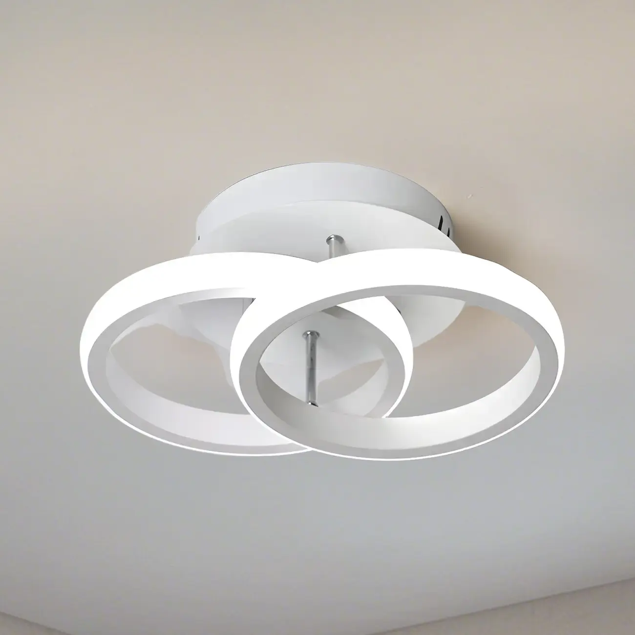 Black Geometric Metal LED Semi Flush Mount Ceiling Light Image - 18 | homeyfad