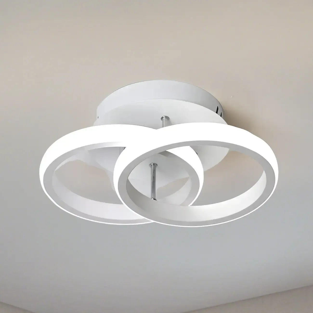 Black Geometric Metal LED Semi Flush Mount Ceiling Light Image - 18