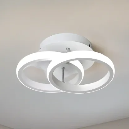 Black Geometric Metal LED Semi Flush Mount Ceiling Light Image - 18