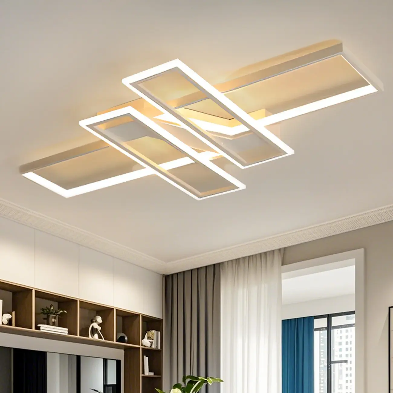 4-Light Modern LED Semi Flush Ceiling Light for Living Room Image - 1 | homeyfad