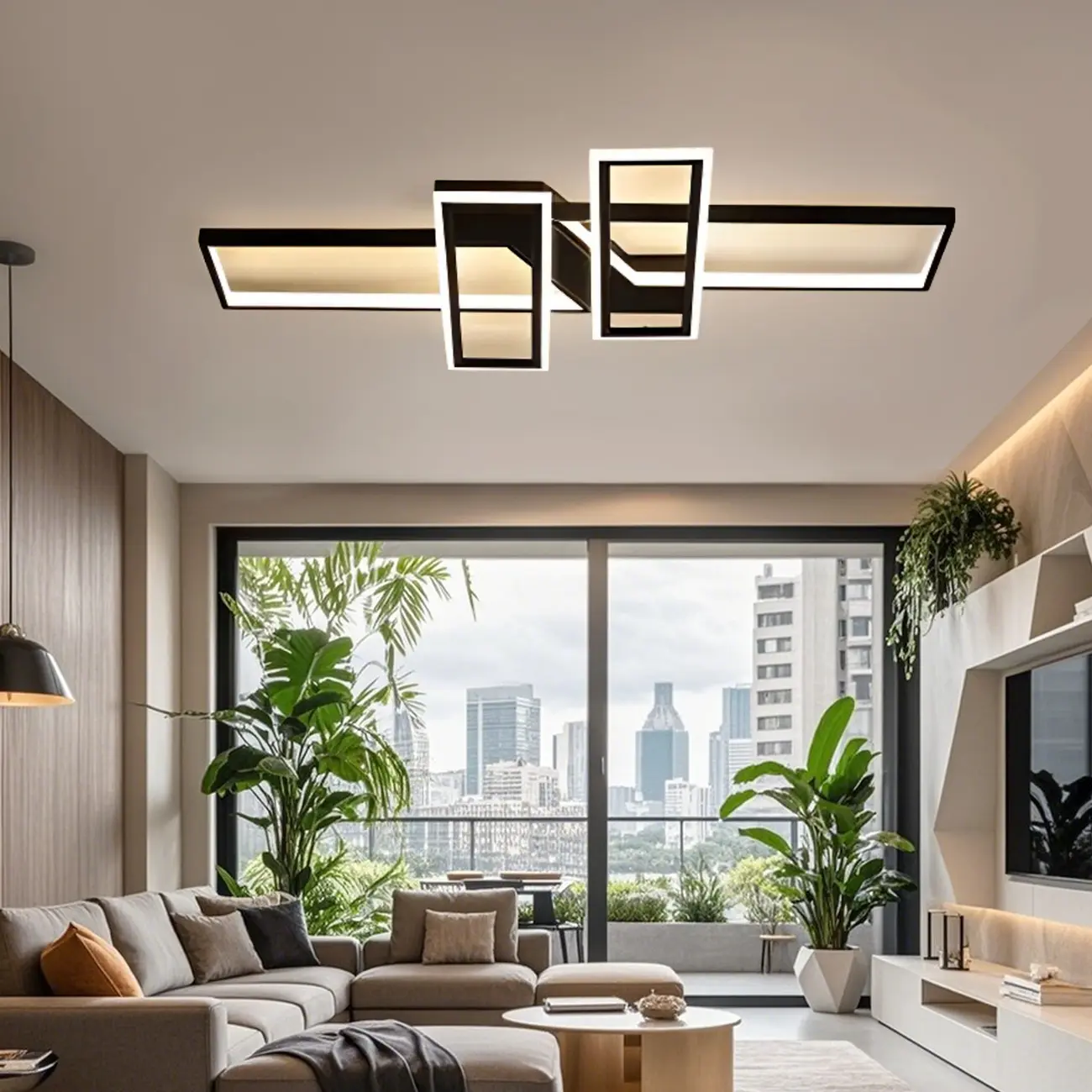 4-Light Modern LED Semi Flush Ceiling Light for Living Room Image - 3 | homeyfad