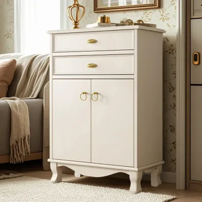 Minimalist White Wooden Dressers & Chests with Storage Cabinet Image - 1