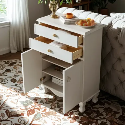 Minimalist White Wooden Dressers & Chests with Storage Cabinet Image - 3