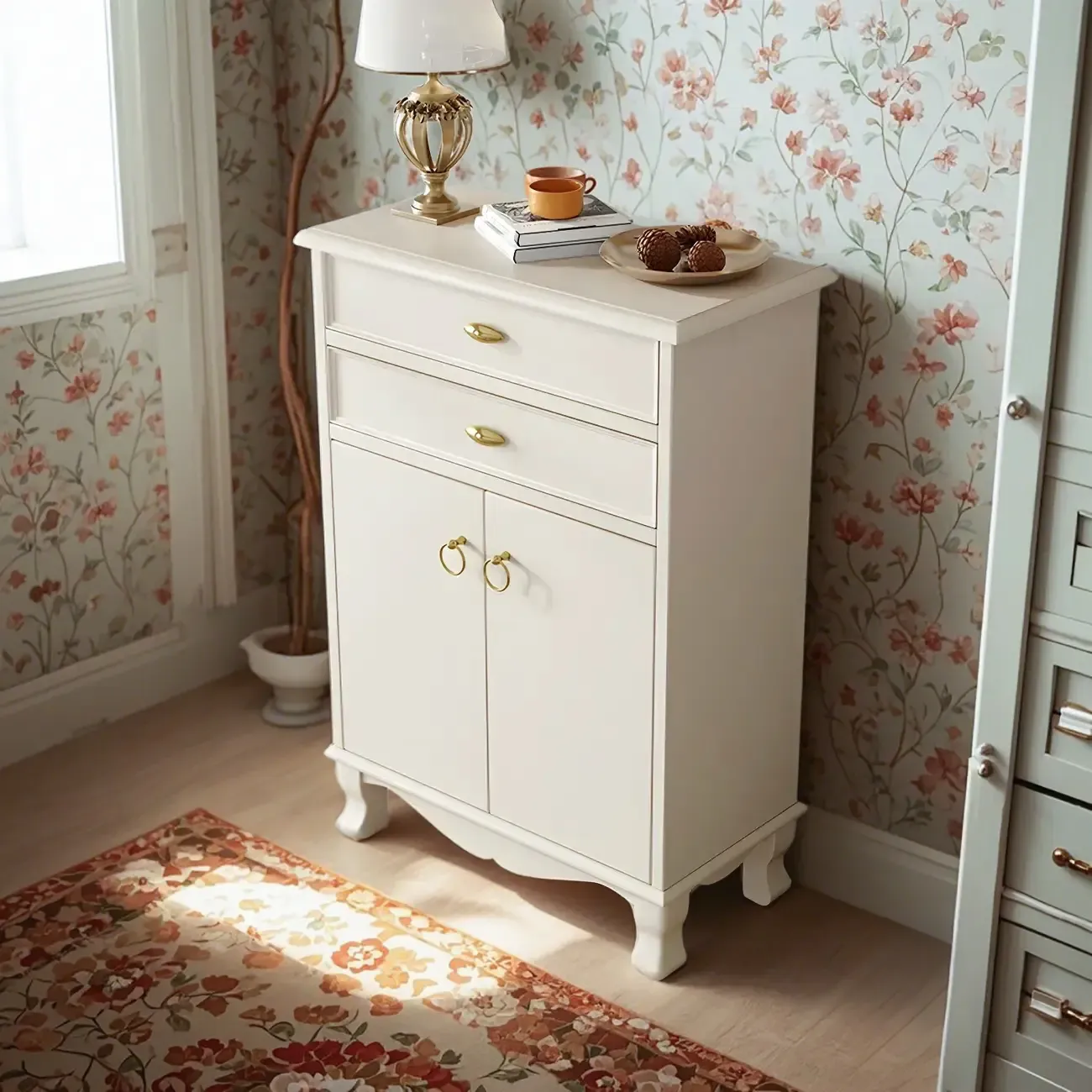 Minimalist White Wooden Dressers & Chests with Storage Cabinet Image - 2