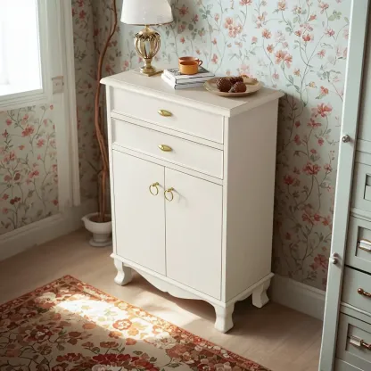 Minimalist White Wooden Dressers & Chests with Storage Cabinet Image - 2