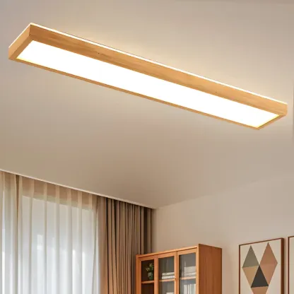 Rectangle Indoor LED Flush Ceiling Light in Natural Finish Image - 3
