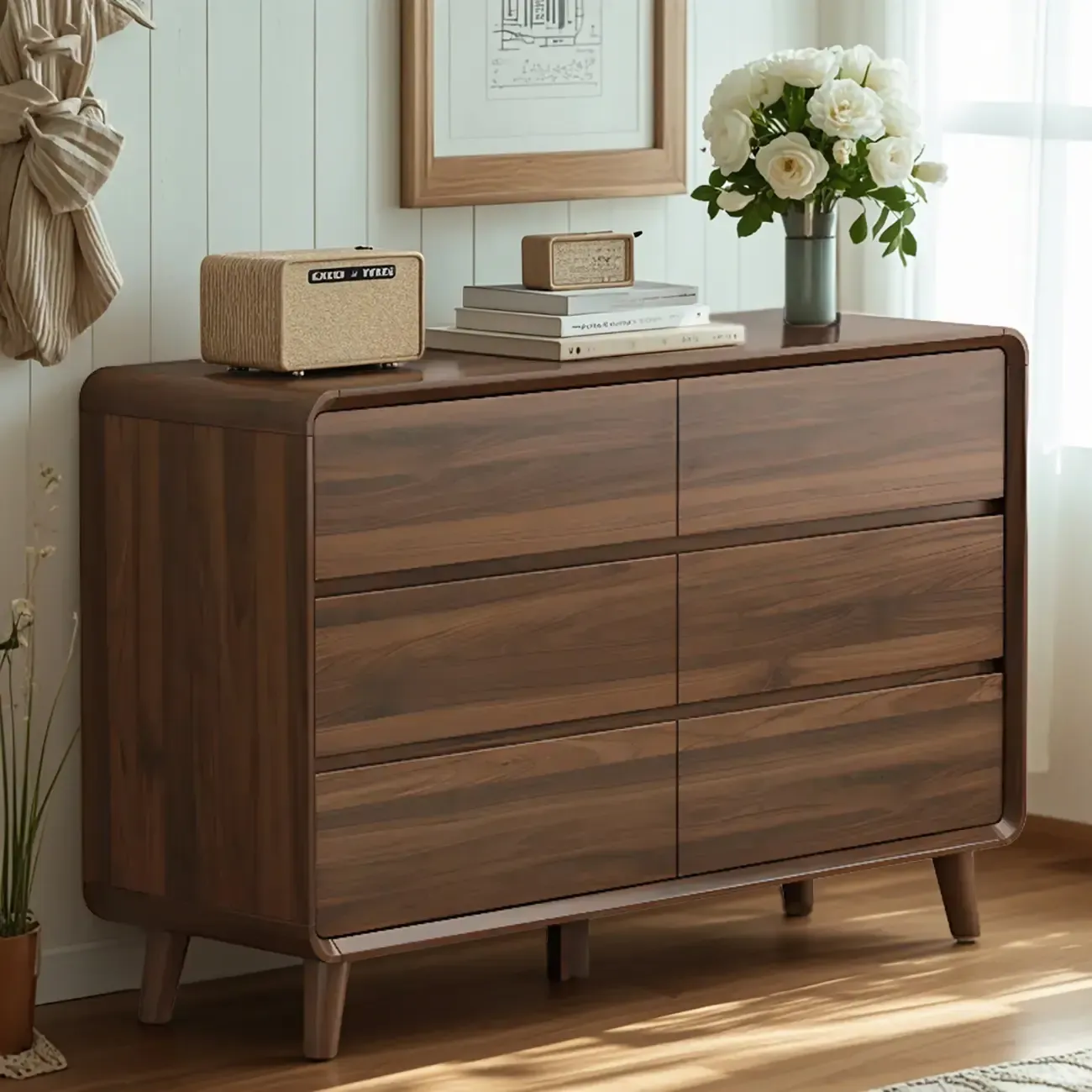 Rustic Brown Wood Double Dresser Fully Assembled for Bedroom Image - 1