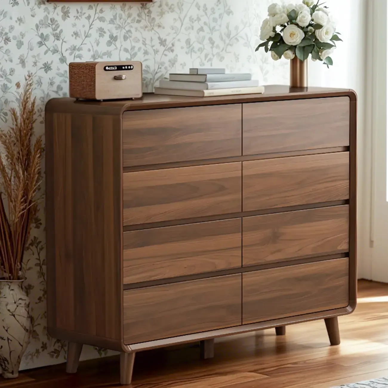 Rustic Brown Wood Double Dresser Fully Assembled for Bedroom Image - 5
