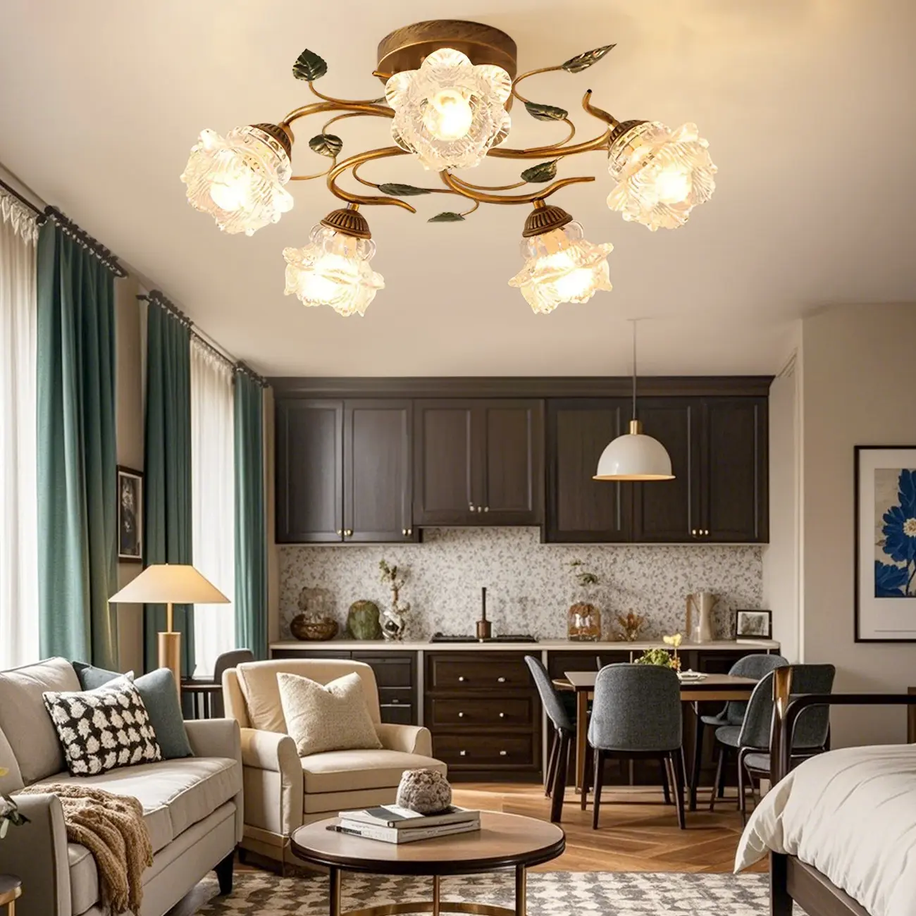 Luxury Glass Semi Flush Ceiling Light for Living Room  Image - 1 | homeyfad