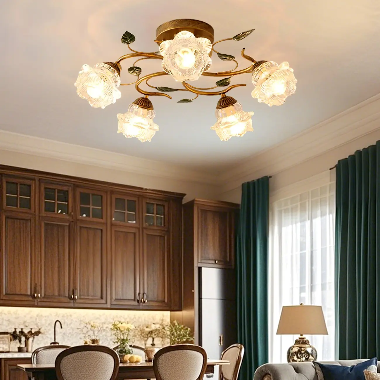 Luxury Glass Semi Flush Ceiling Light for Living Room  Image - 2 | homeyfad