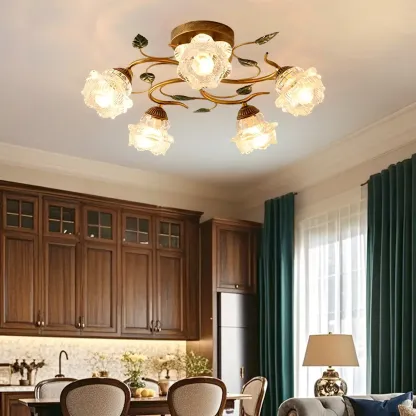 Luxury Glass Semi Flush Ceiling Light for Living Room  Image - 2