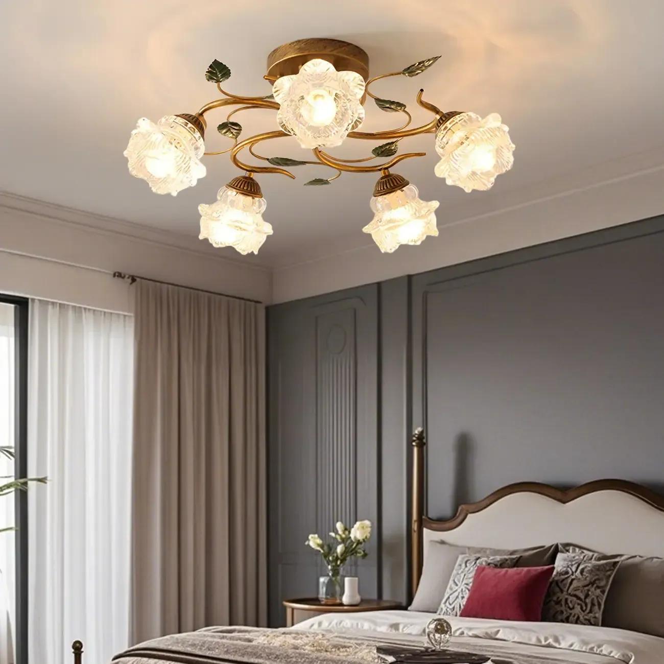 Luxury Glass Semi Flush Ceiling Light for Living Room  Image - 3