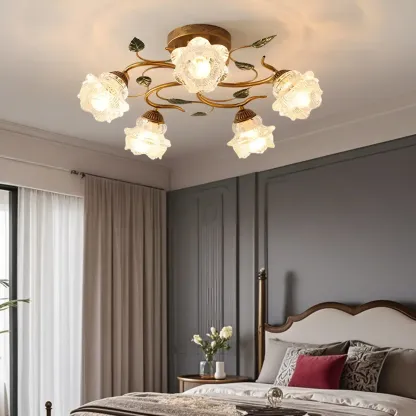 Luxury Glass Semi Flush Ceiling Light for Living Room  Image - 3