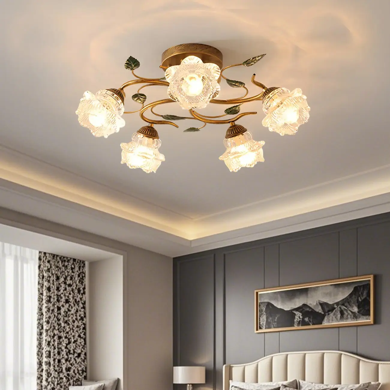 Luxury Glass Semi Flush Ceiling Light for Living Room  Image - 4 | homeyfad