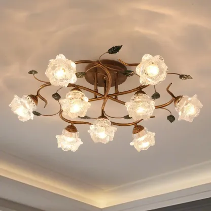 Luxury Glass Semi Flush Ceiling Light for Living Room  Image - 6