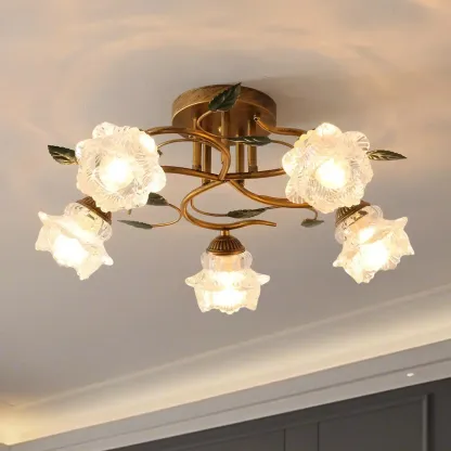 Luxury Glass Semi Flush Ceiling Light for Living Room  Image - 7