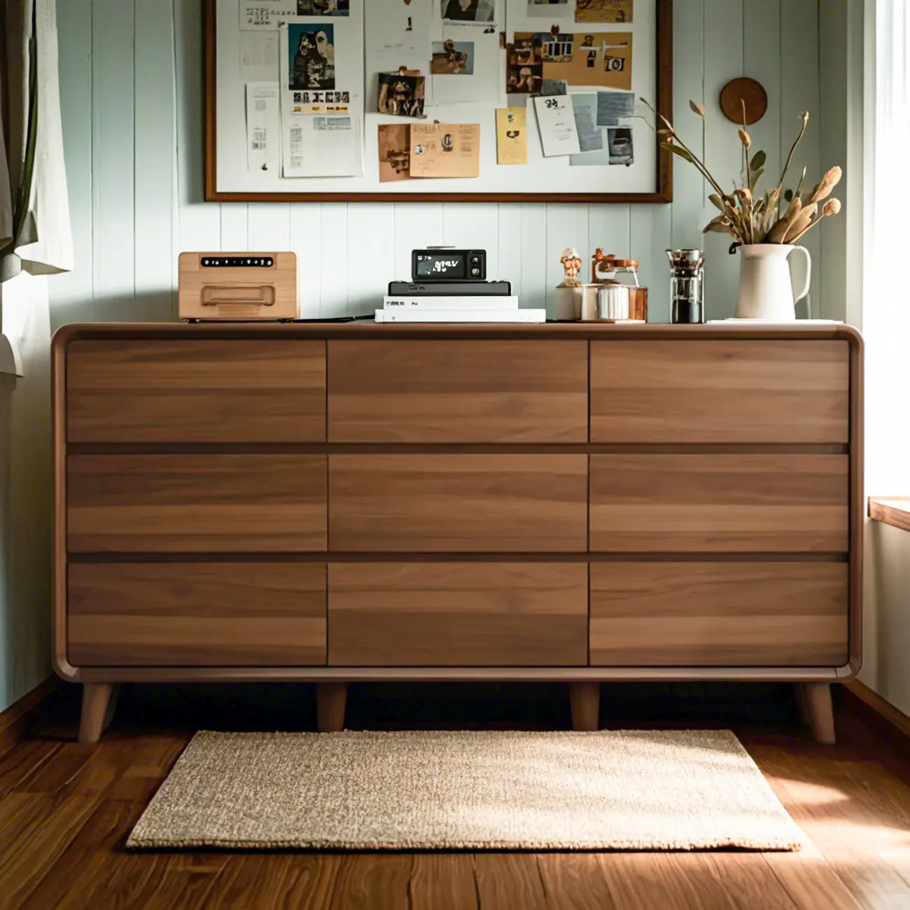 Rustic Brown Wood Double Dresser Fully Assembled for Bedroom Image - 2 | homeyfad