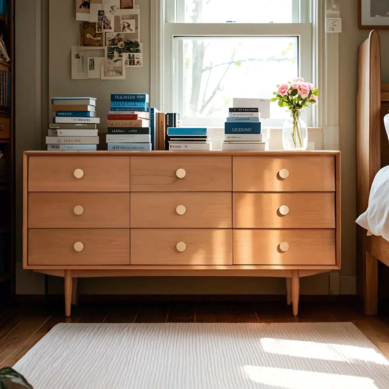 Contemporary Brown Wooden Dressers & Chests with 9-Drawers Image - 1