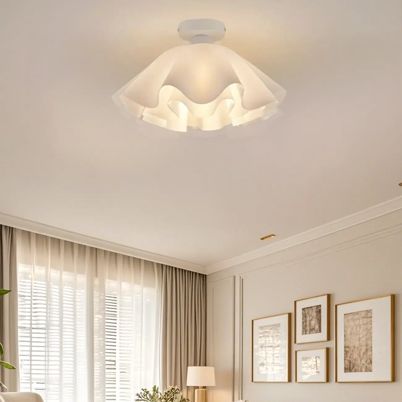 Elegant Acrylic Semi Flush Ceiling Light Fixture for Living Room Image - 4 | homeyfad