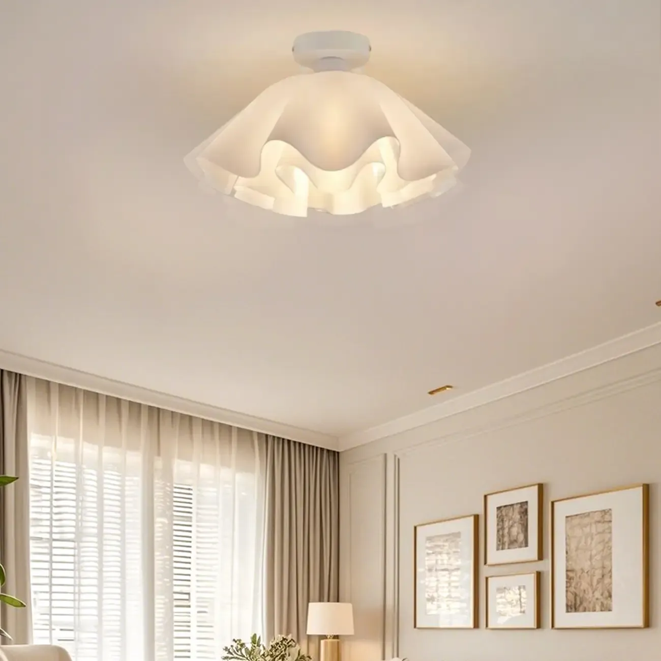 Elegant Acrylic Semi Flush Ceiling Light Fixture for Living Room Image - 4