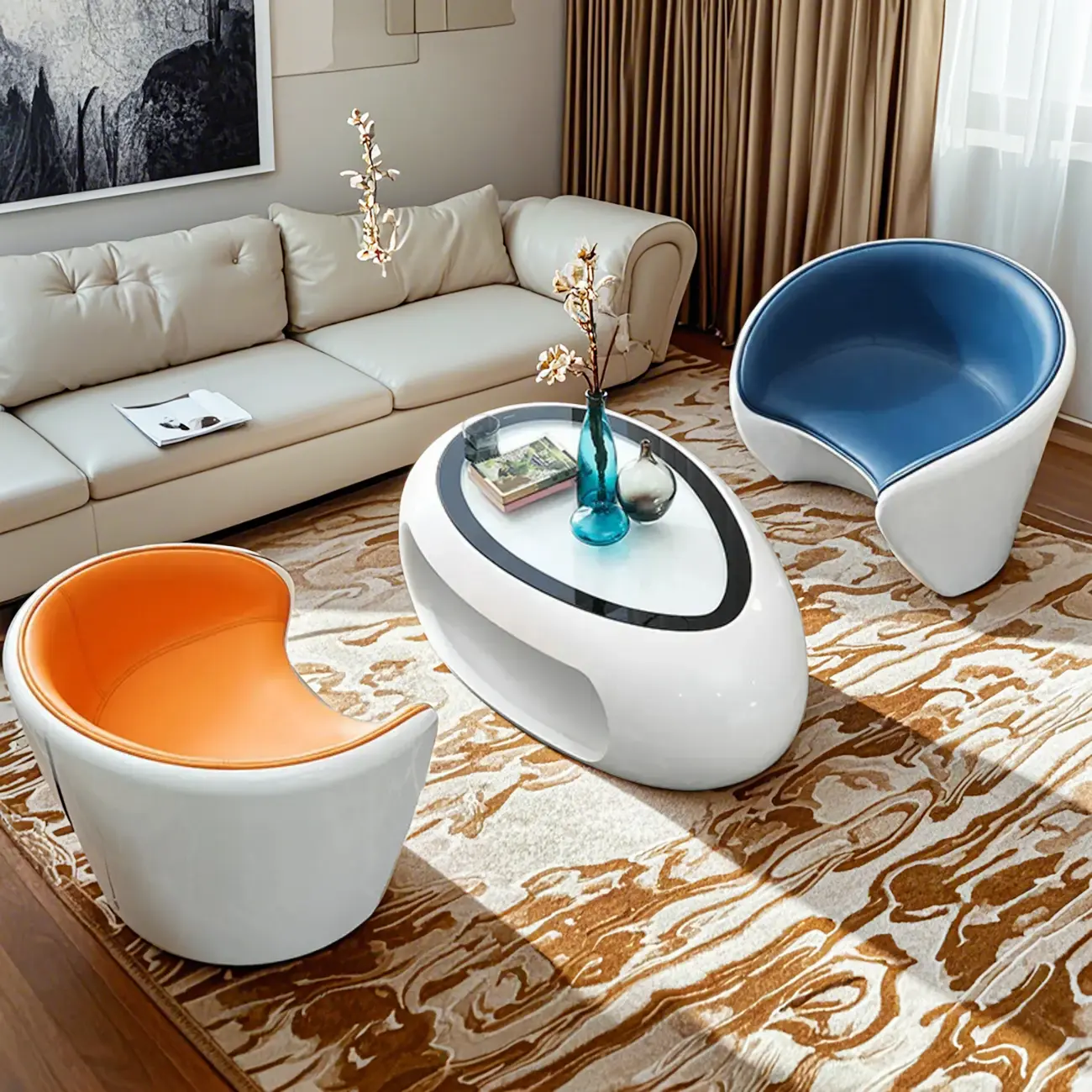 Modern Glass Oval Coffee Table with Storage for Indoor Use Image - 1 | homeyfad