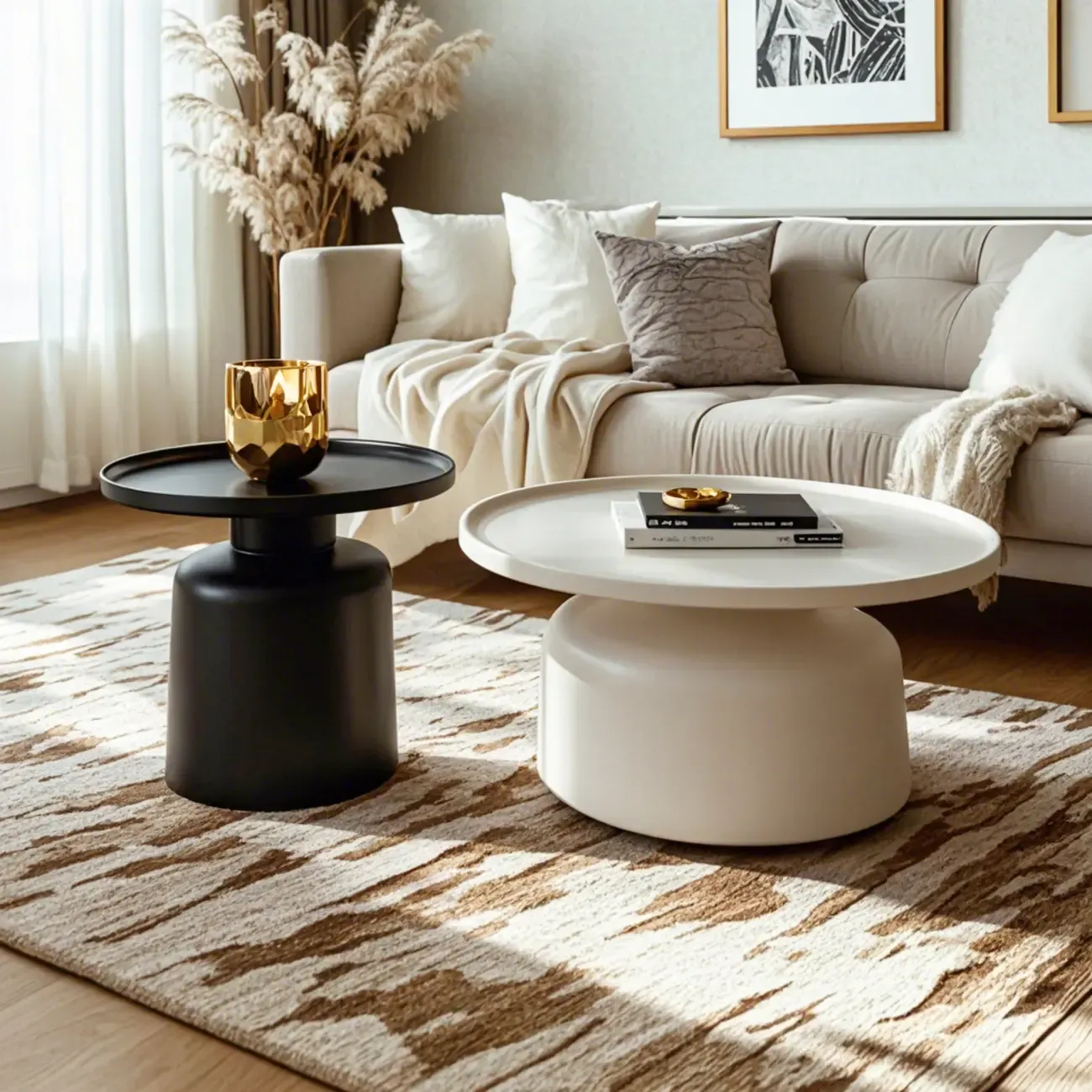 1 Tier Minimalist Small Nesting Coffee Table with Tray Top Image - 1