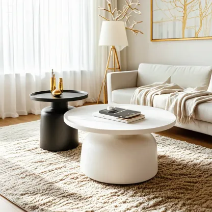 1 Tier Minimalist Small Nesting Coffee Table with Tray Top Image - 3