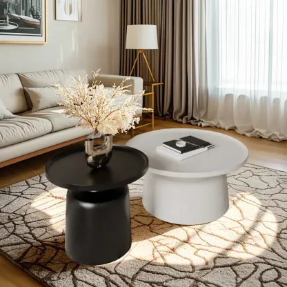 1 Tier Minimalist Small Nesting Coffee Table with Tray Top Image - 6