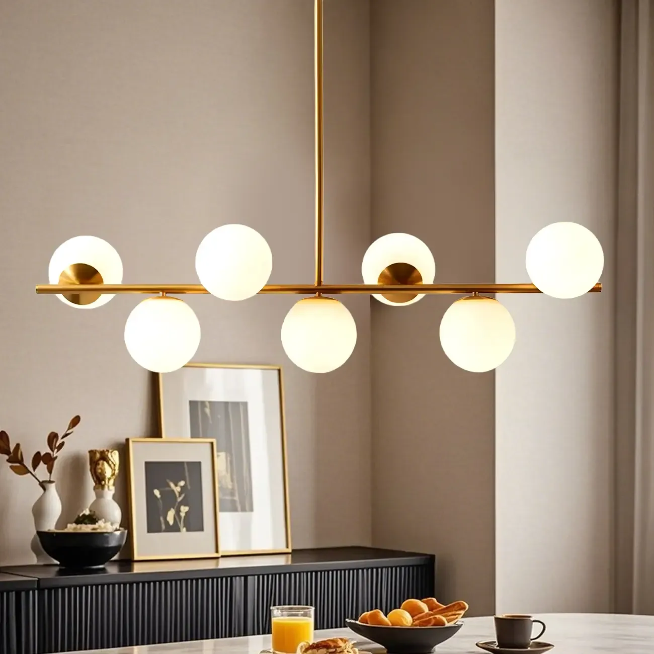 Modern Copper Globe Multi-Light Island Pendant Light Image - 3