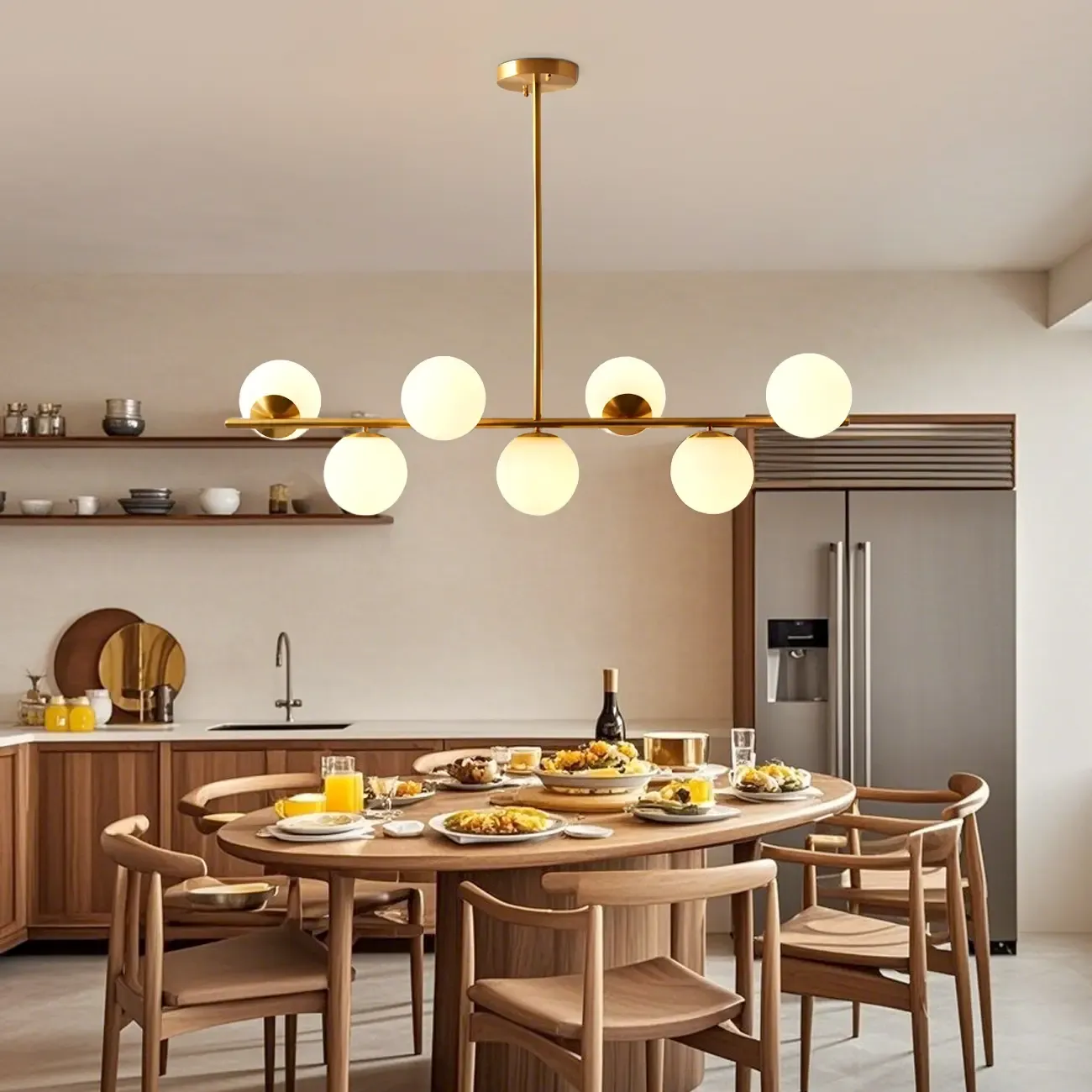 Modern Copper Globe Multi-Light Island Pendant Light Image - 4