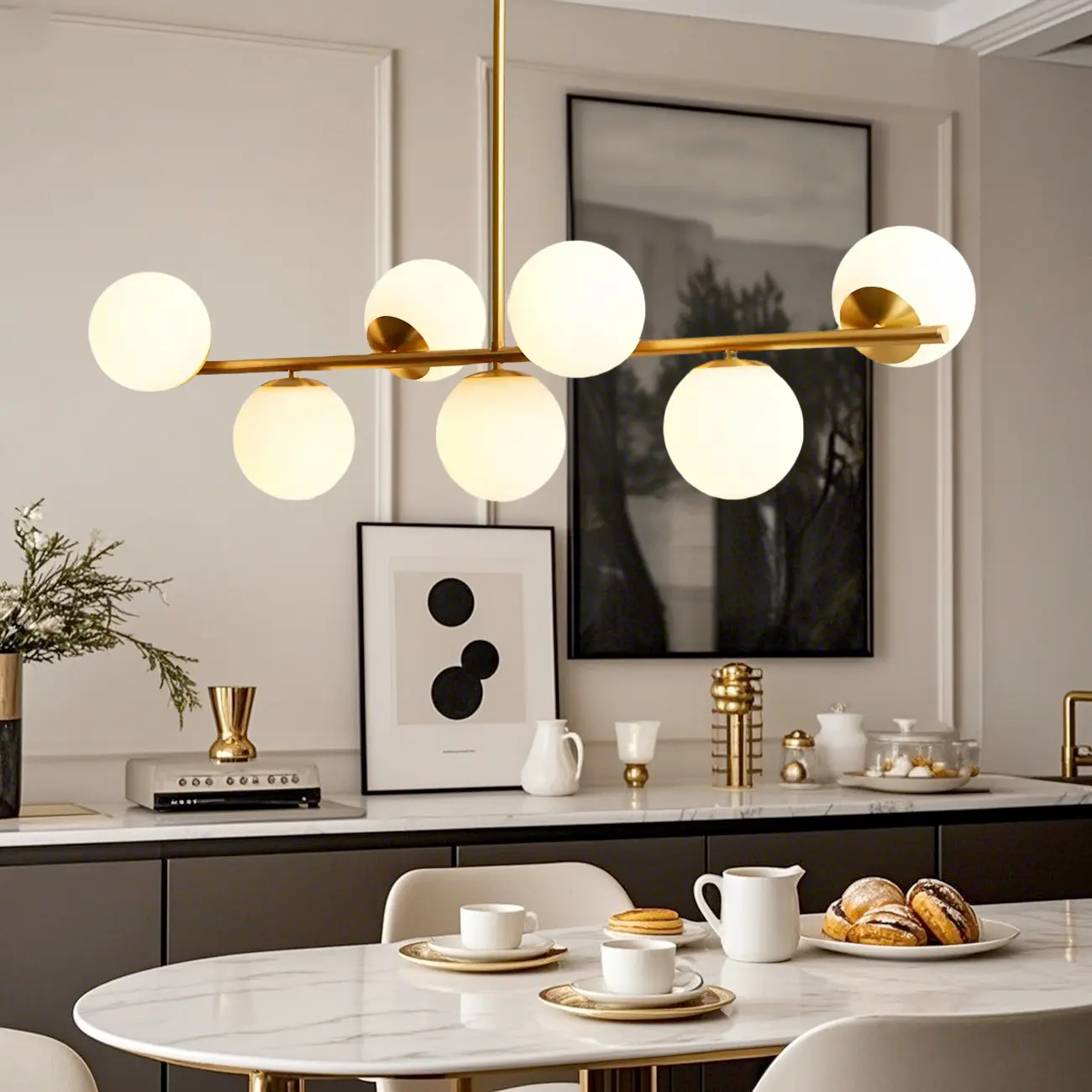 Modern Copper Globe Multi-Light Island Pendant Light Image - 13 | homeyfad