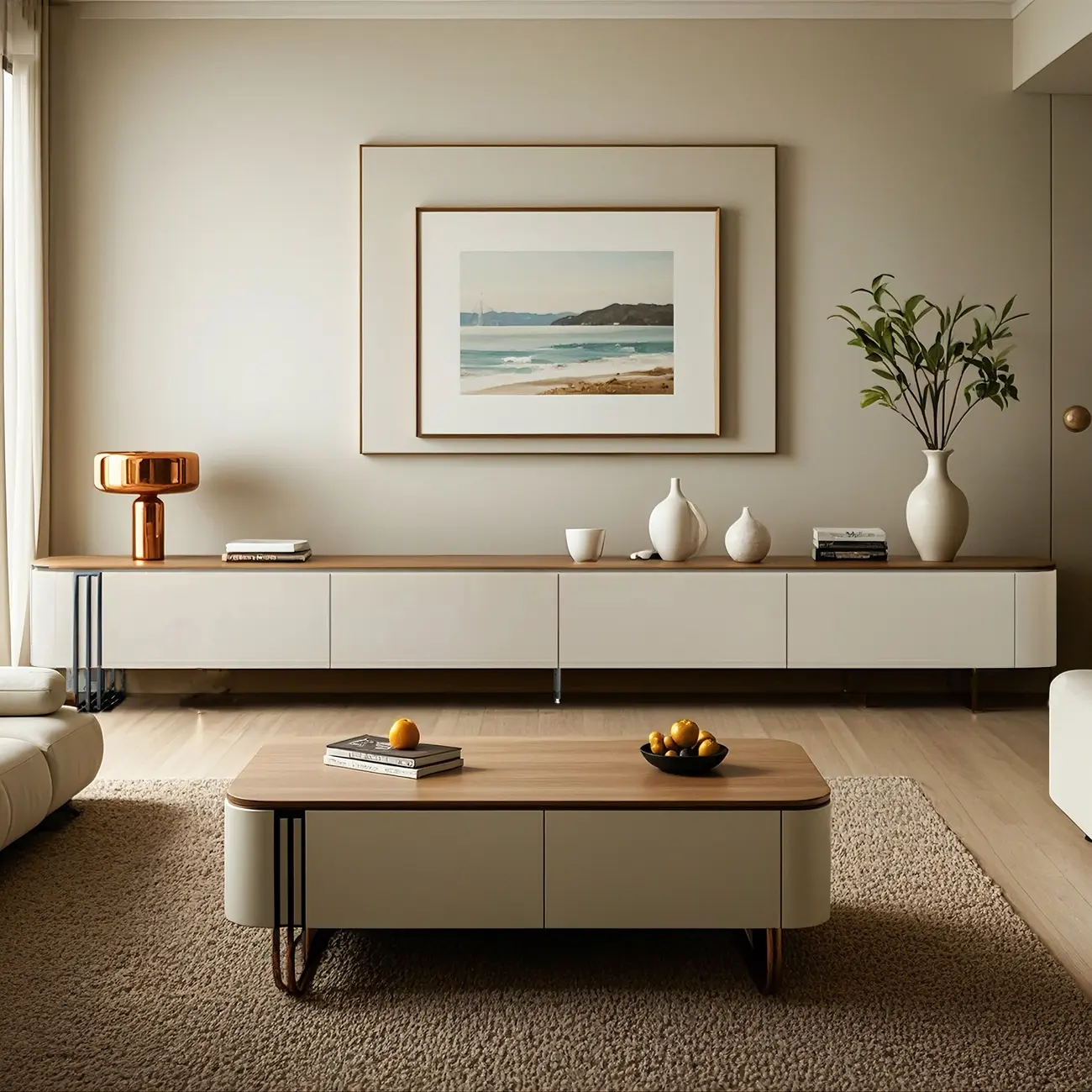 Elegant Wooden TV Stand with 4-Drawers Storage for Living Room Image - 1 | homeyfad