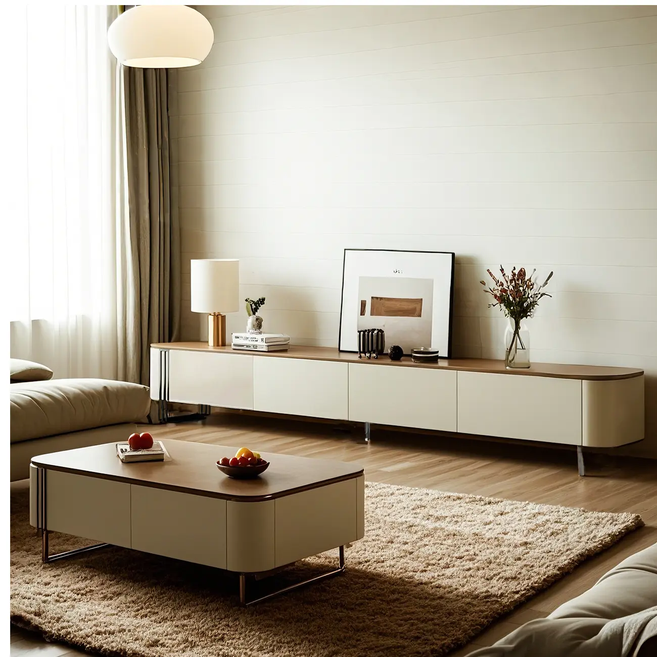 Elegant Wooden TV Stand with 4-Drawers Storage for Living Room Image - 2 | homeyfad