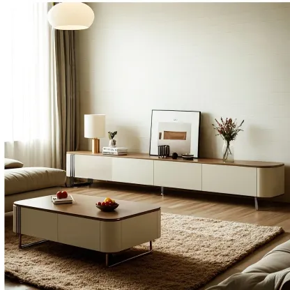 Elegant Wooden TV Stand with 4-Drawers Storage for Living Room Image - 2