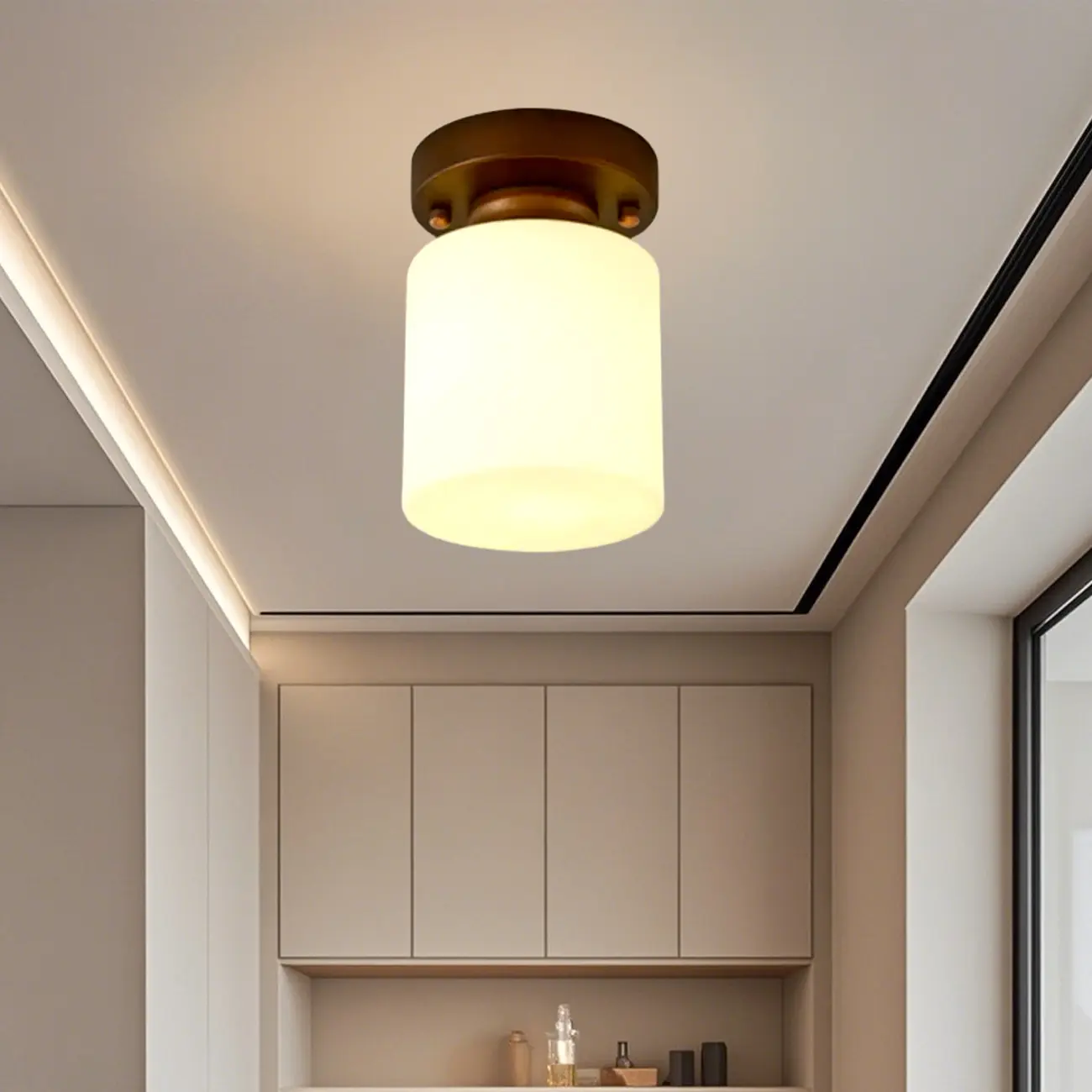 5 to 9 Inch Cube Glass Metal Semi Flush Ceiling Light Image - 2 | homeyfad