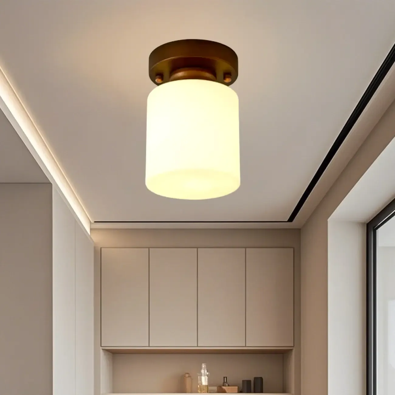 5 to 9 Inch Cube Glass Metal Semi Flush Ceiling Light Image - 2