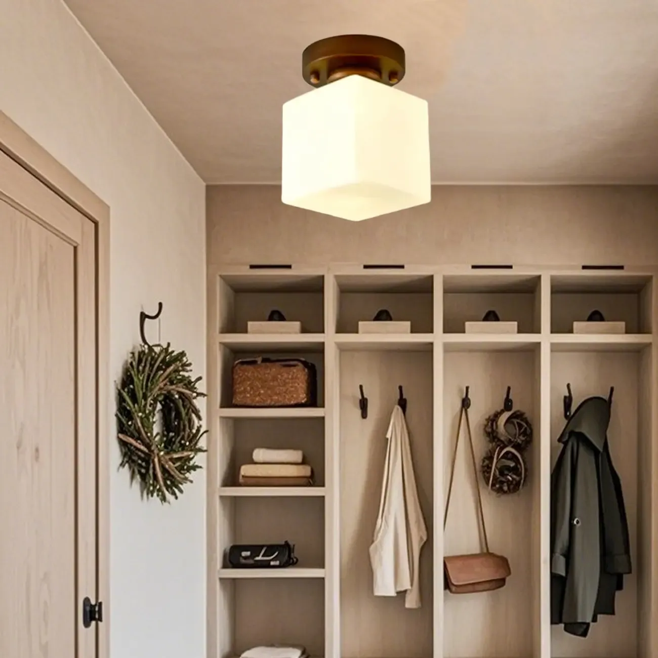 5 to 9 Inch Cube Glass Metal Semi Flush Ceiling Light Image - 14