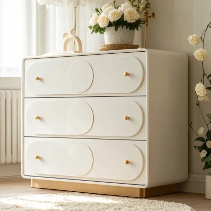 Glam White Wooden Dresser with Drawers for Bedroom Storage Image - 4
