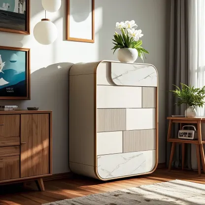 Modern White Wooden Dresser & Chests with Drawers Image - 2