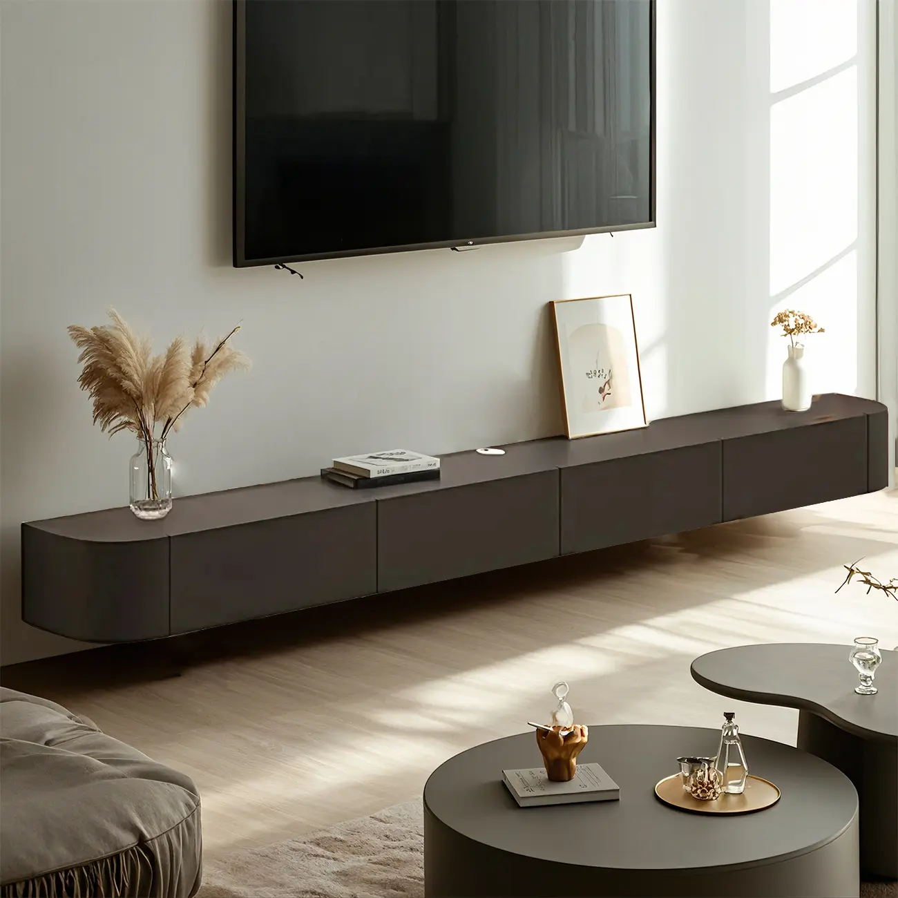 Modern Wooden Mueble Flotante Para TV Stand with Storage Image - 1 | homeyfad