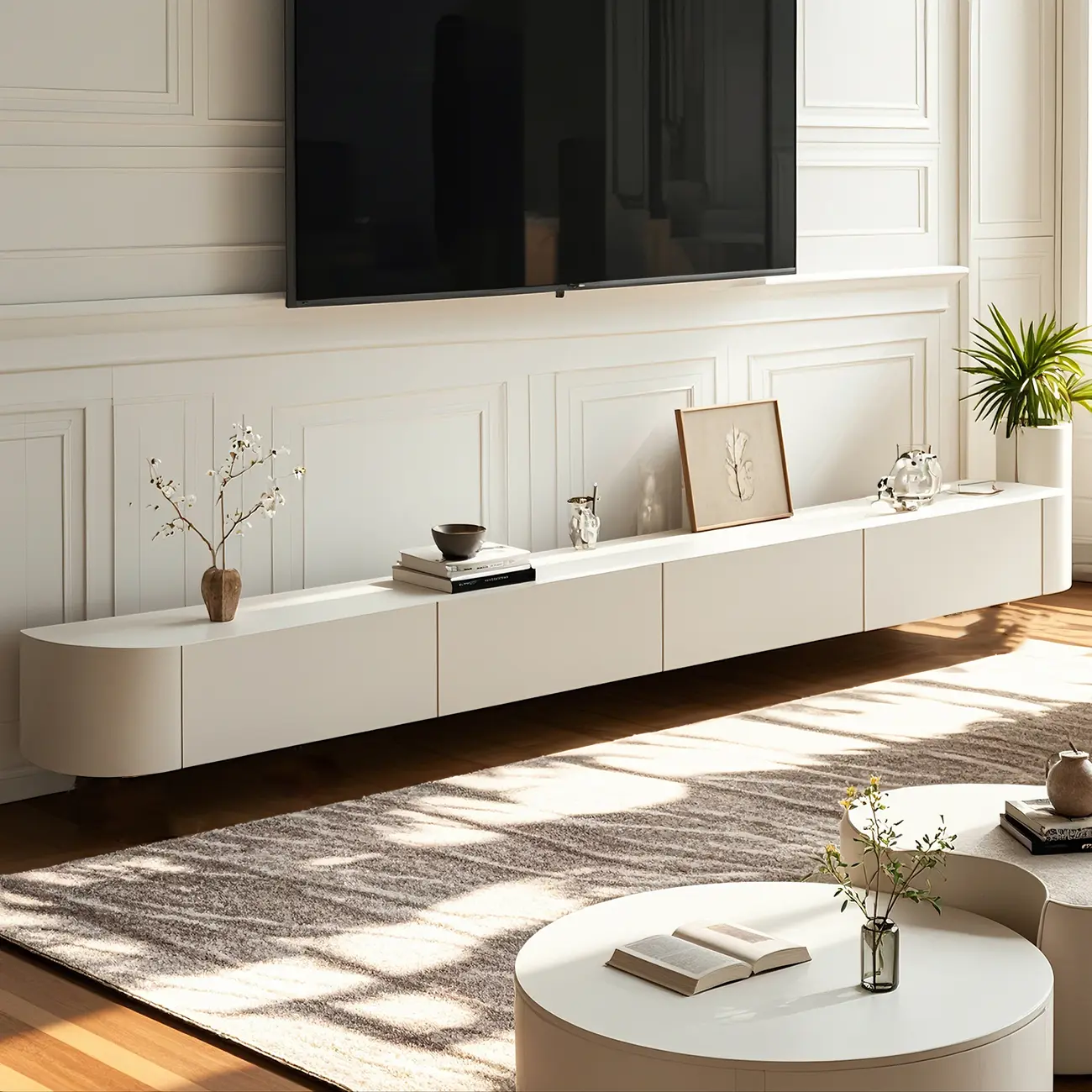 Modern Wooden Mueble Flotante Para TV Stand with Storage Image - 3 | homeyfad