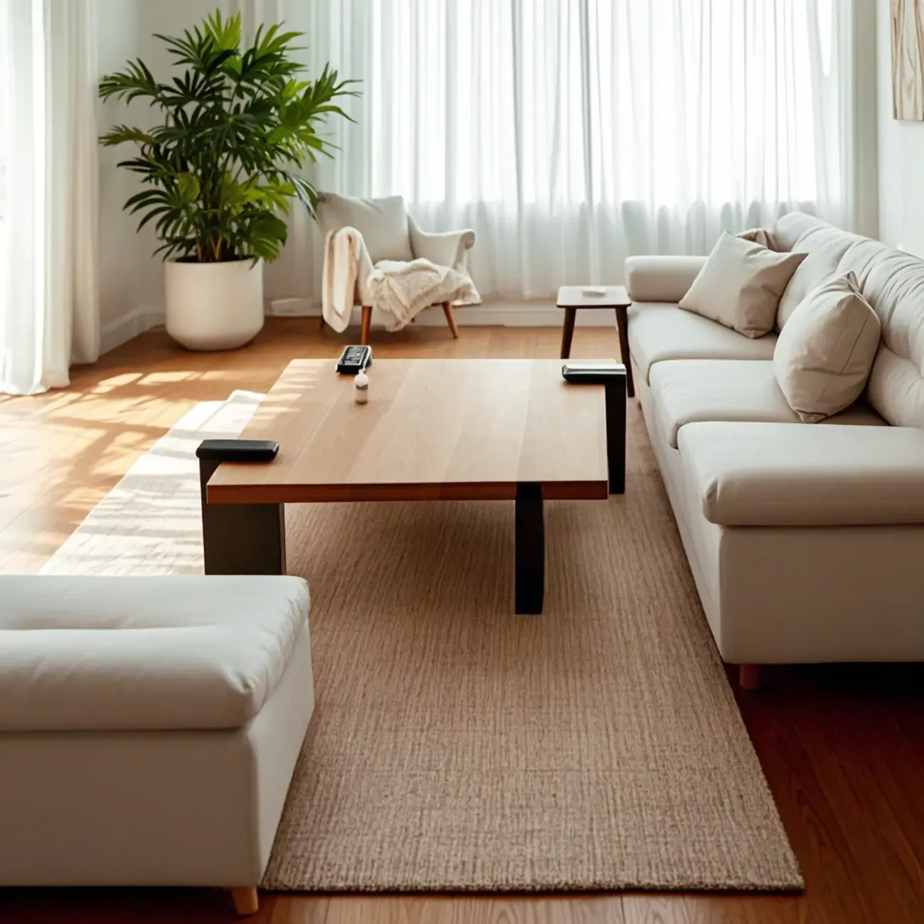 Scandinavian Pine Minimalist Coffee Table for Indoor Use Image - 3