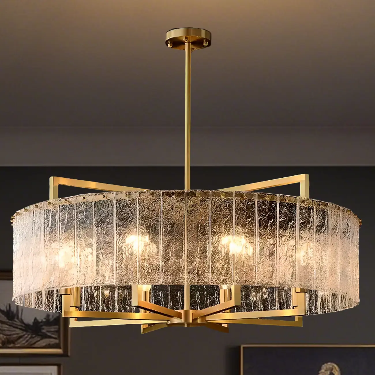 Modern Crystal Round Chandelier with Gold Frame for Decor Image - 6 | homeyfad