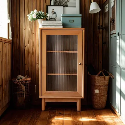 Durable Natural Wooden Bachelor Chest with Shelves for Home Image - 2