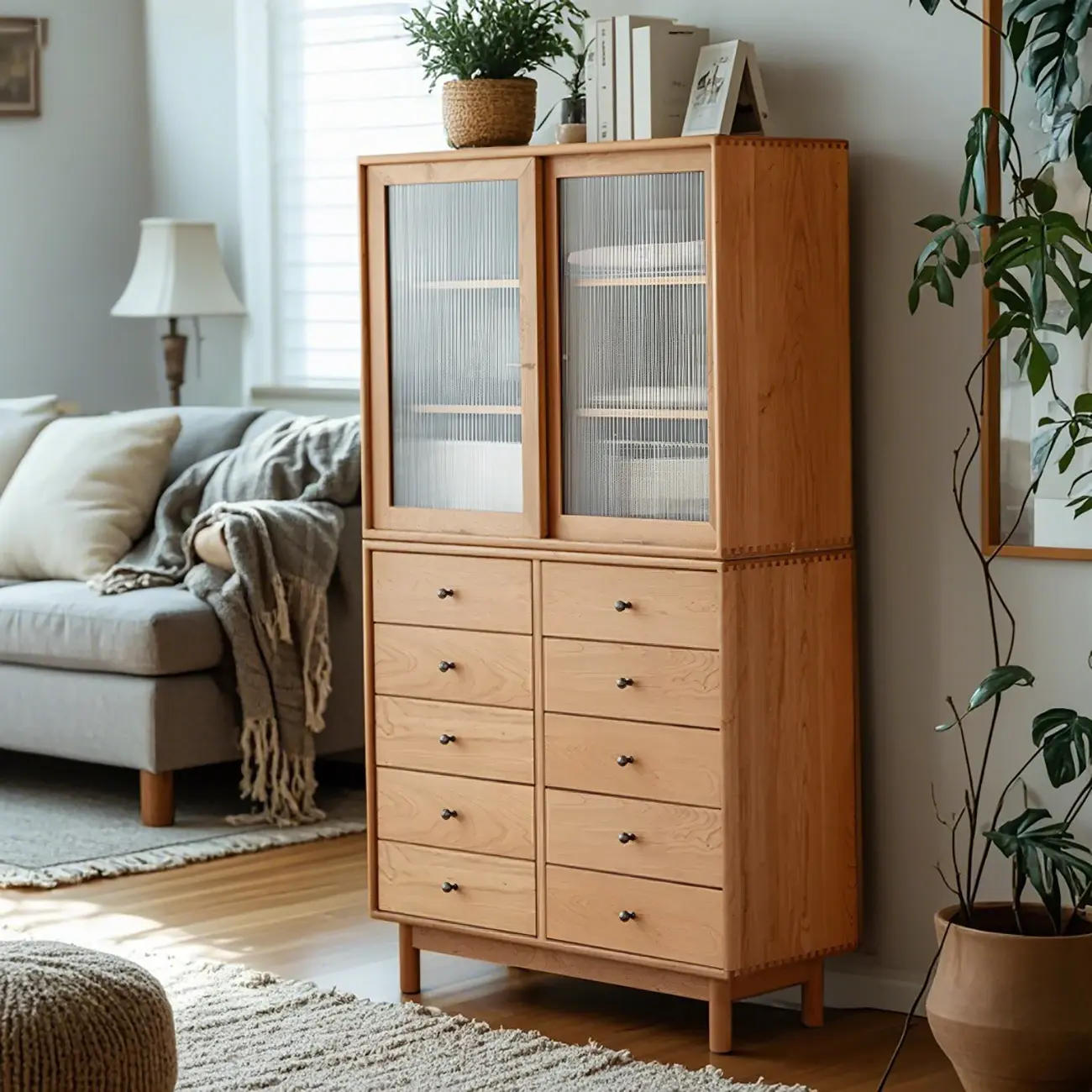 Durable Natural Wooden Bachelor Chest with Shelves for Home Image - 2 | homeyfad