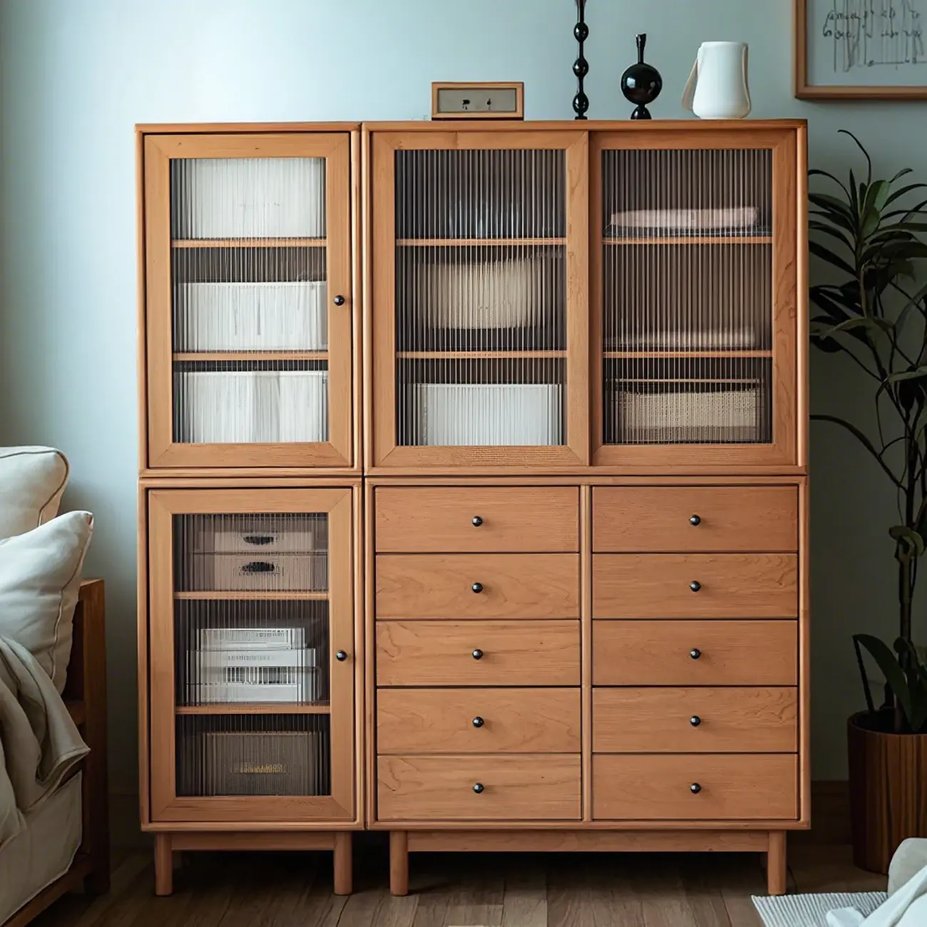 Durable Natural Wooden Bachelor Chest with Shelves for Home Image - 4 | homeyfad