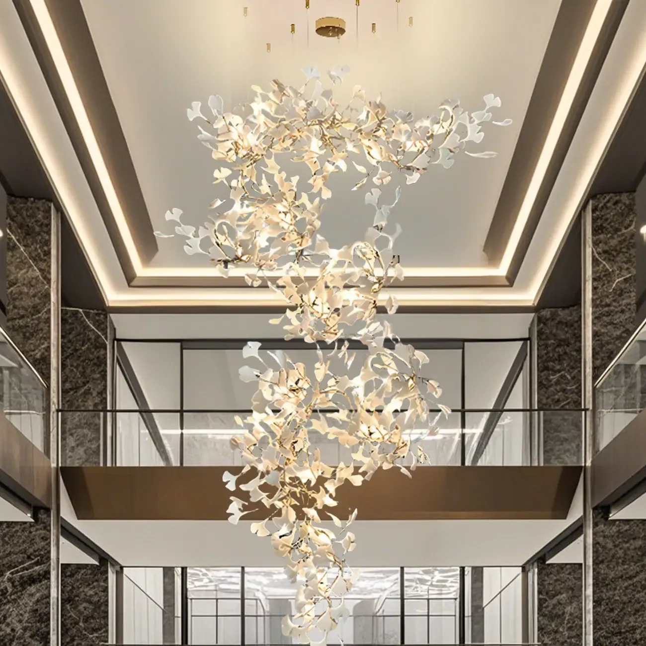 Luxury Adjustable Leaf Chandelier for Open Spaces Image - 2