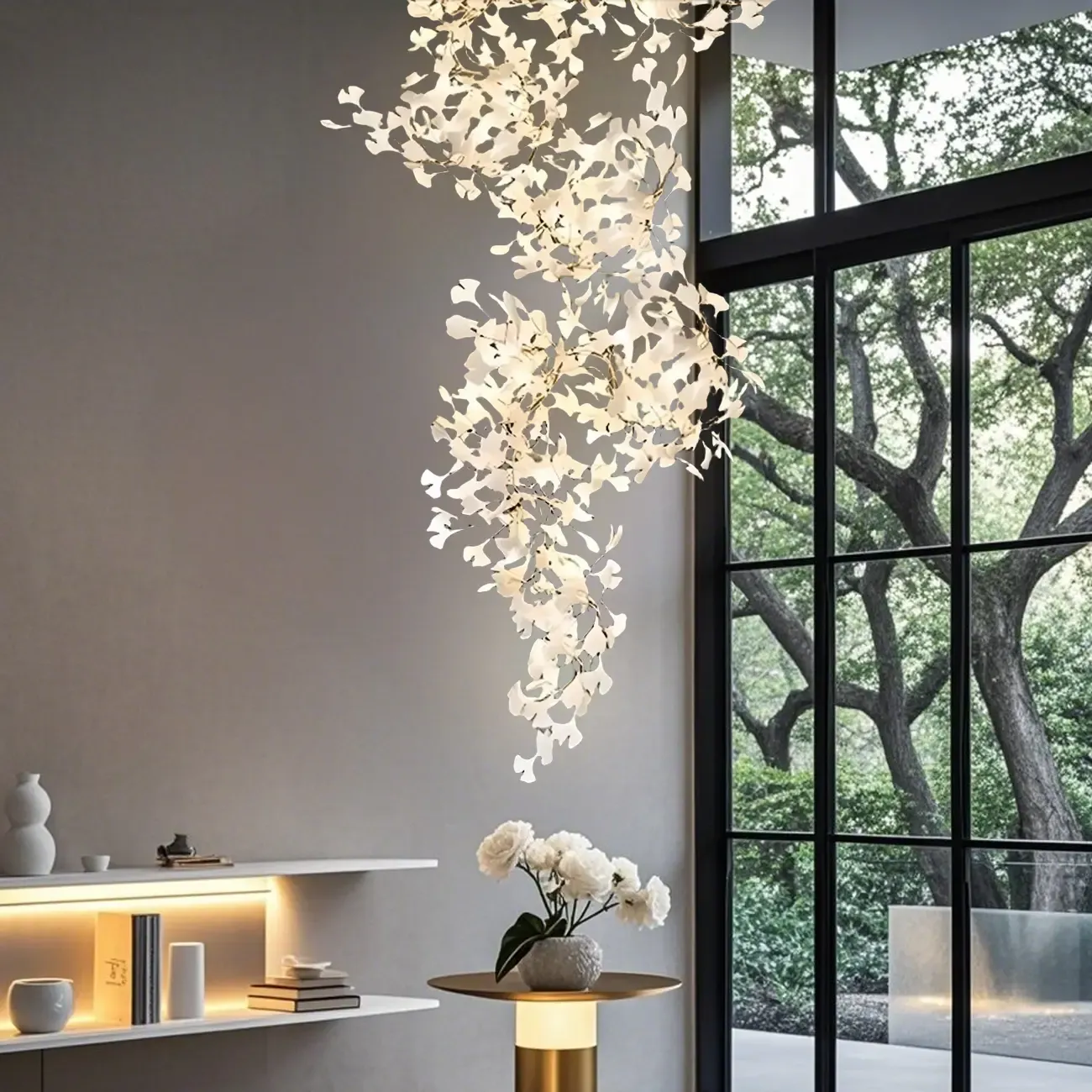 Luxury Adjustable Leaf Chandelier for Open Spaces Image - 3