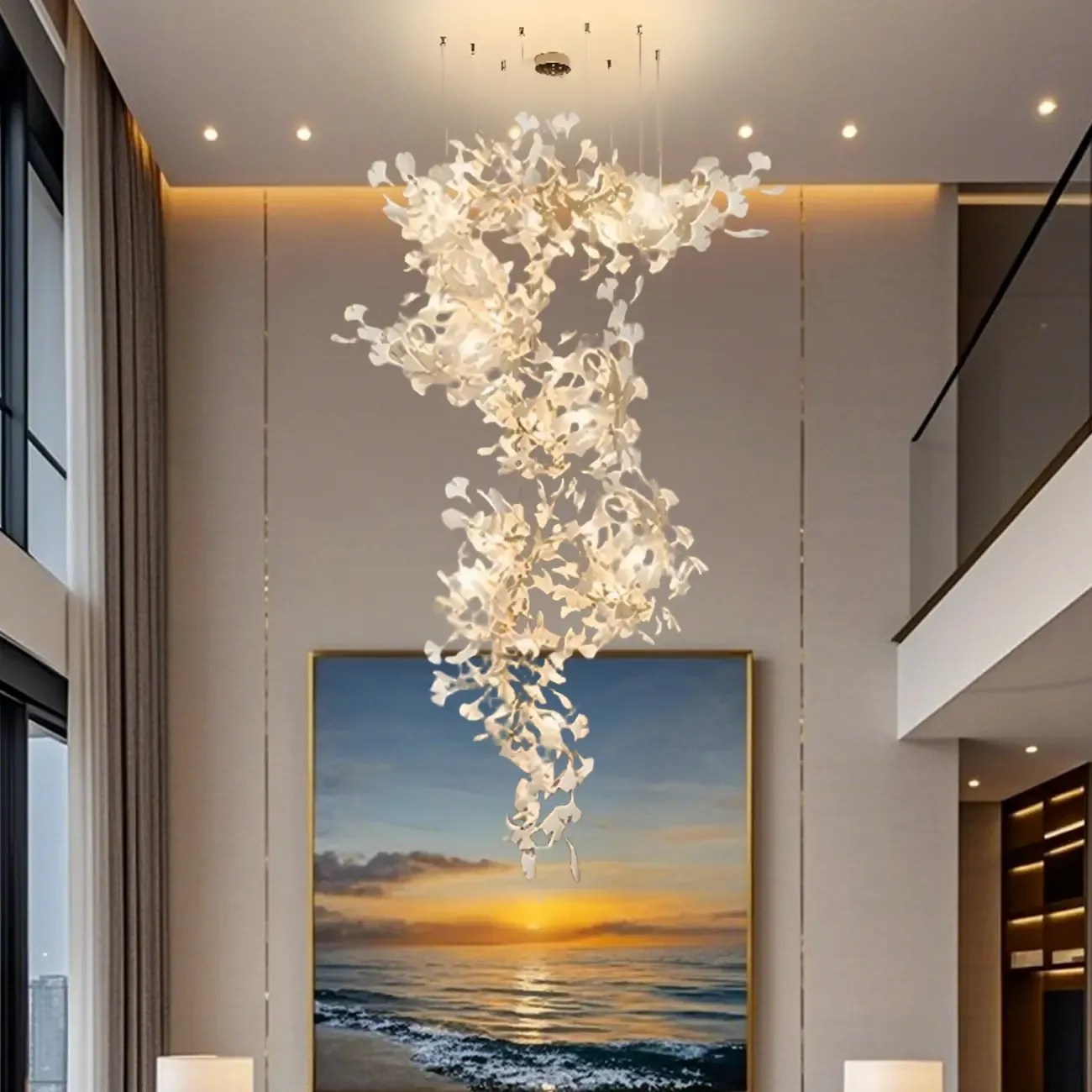 Luxury Adjustable Leaf Chandelier for Open Spaces Image - 4